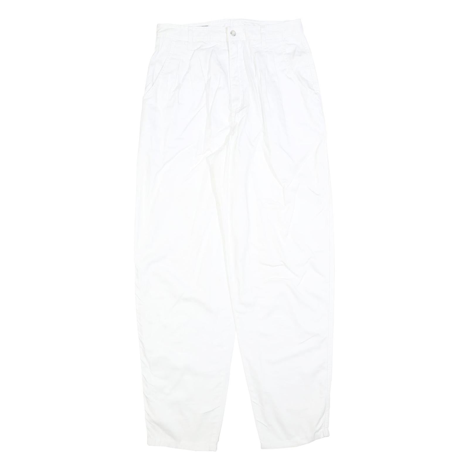 ESPRIT Womens Cotton Blend White Relaxed Tapered Trousers W28 L31 Casual Summer