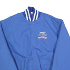 BIRDIE Mens Blue Cotton Blend Varsity Jacket XL Button Plain RMEF Rocky Mountain