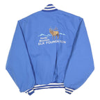 BIRDIE Mens Blue Cotton Blend Varsity Jacket XL Button Plain RMEF Rocky Mountain