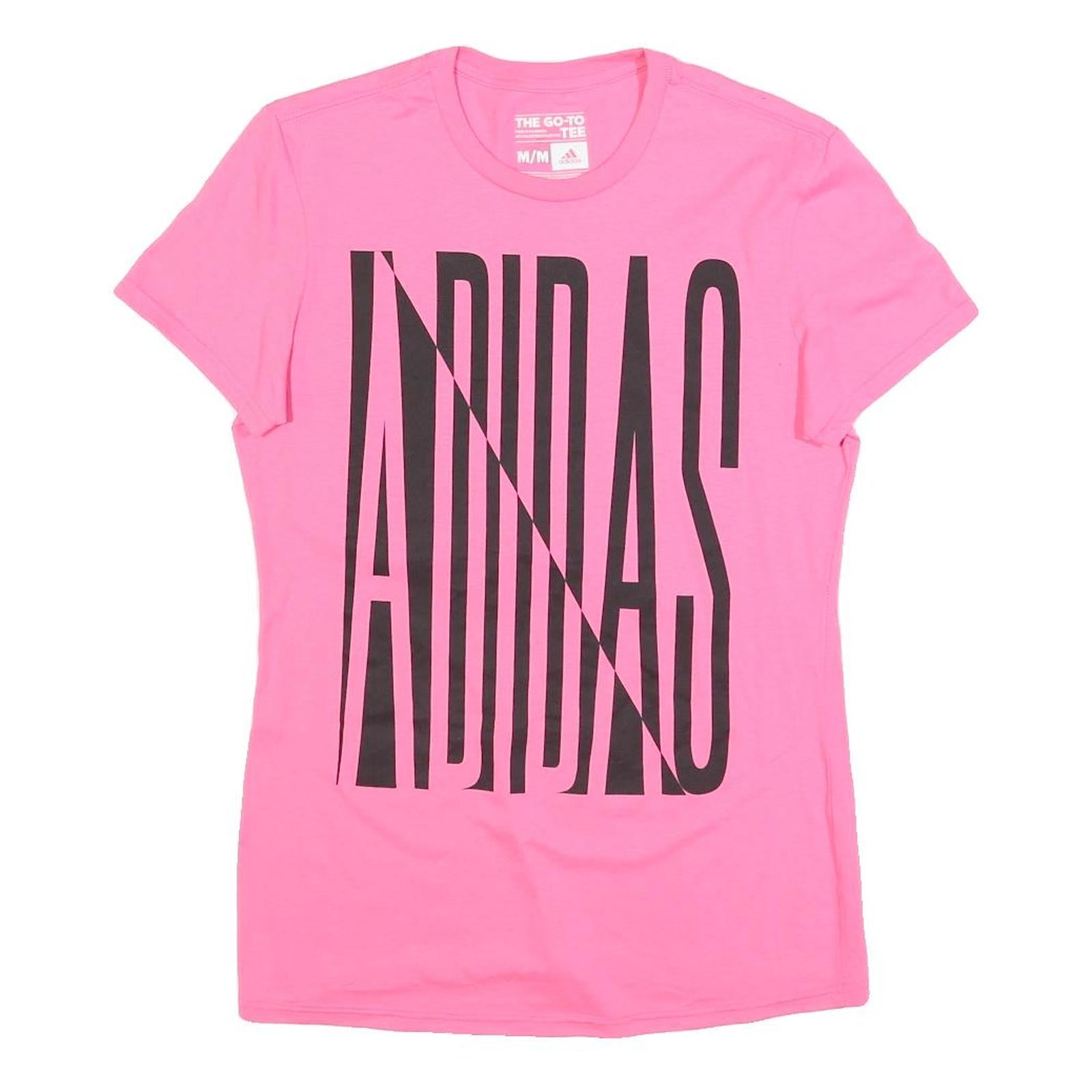 ADIDAS Womens Pink Graphic T-Shirt M Short Sleeve Crew Neck Cotton Blend