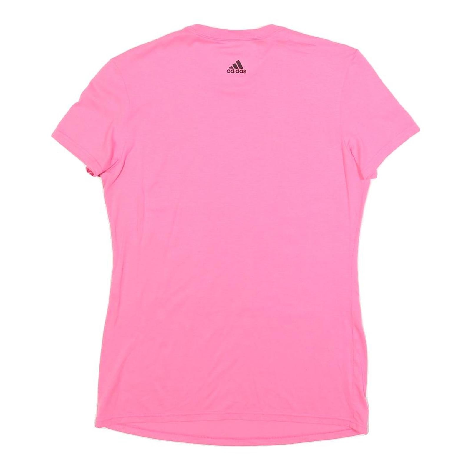 ADIDAS Womens Pink Graphic T-Shirt M Short Sleeve Crew Neck Cotton Blend