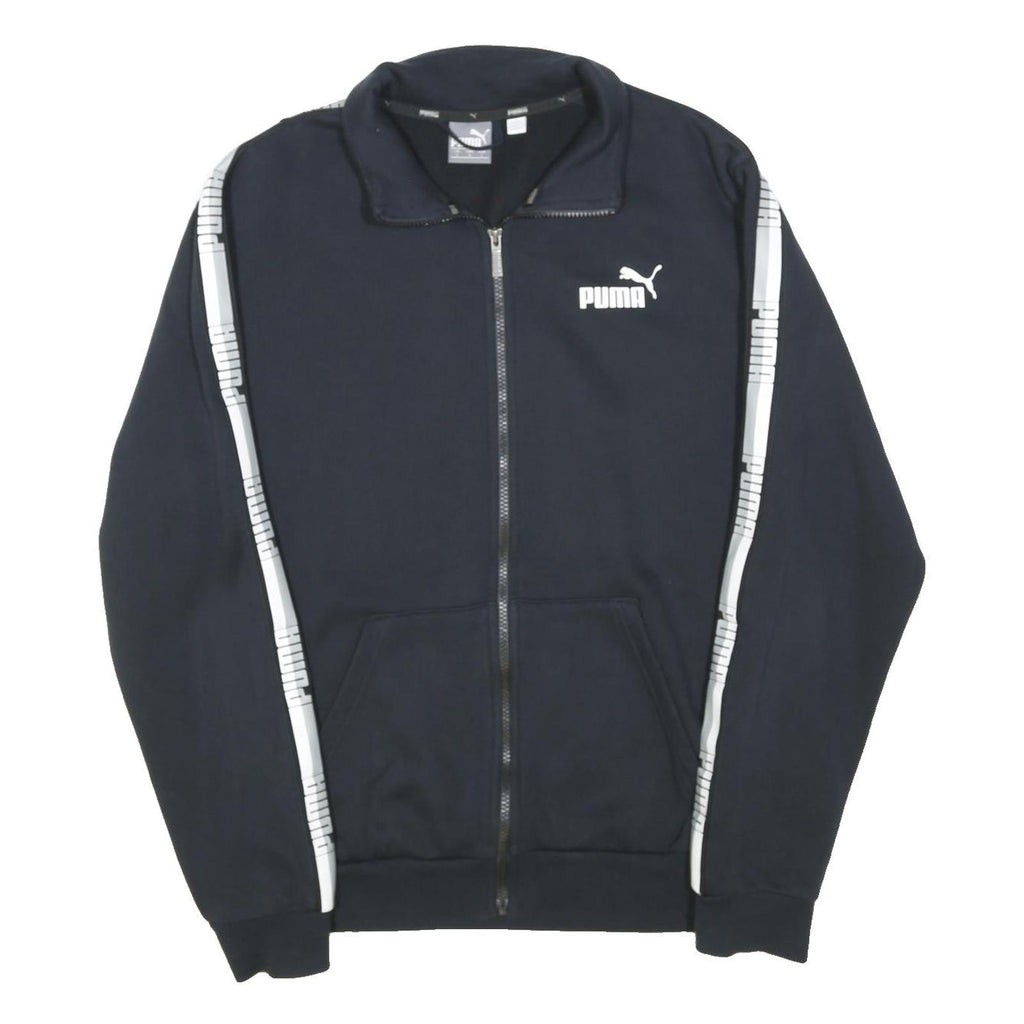 PUMA Mens Black & White Track Jacket L Cotton Blend Plain Zip Sportswear