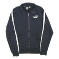 PUMA Mens Black & White Track Jacket L Cotton Blend Plain Zip Sportswear