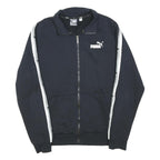 PUMA Mens Black & White Track Jacket L Cotton Blend Plain Zip Sportswear
