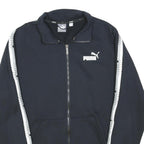 PUMA Mens Black & White Track Jacket L Cotton Blend Plain Zip Sportswear