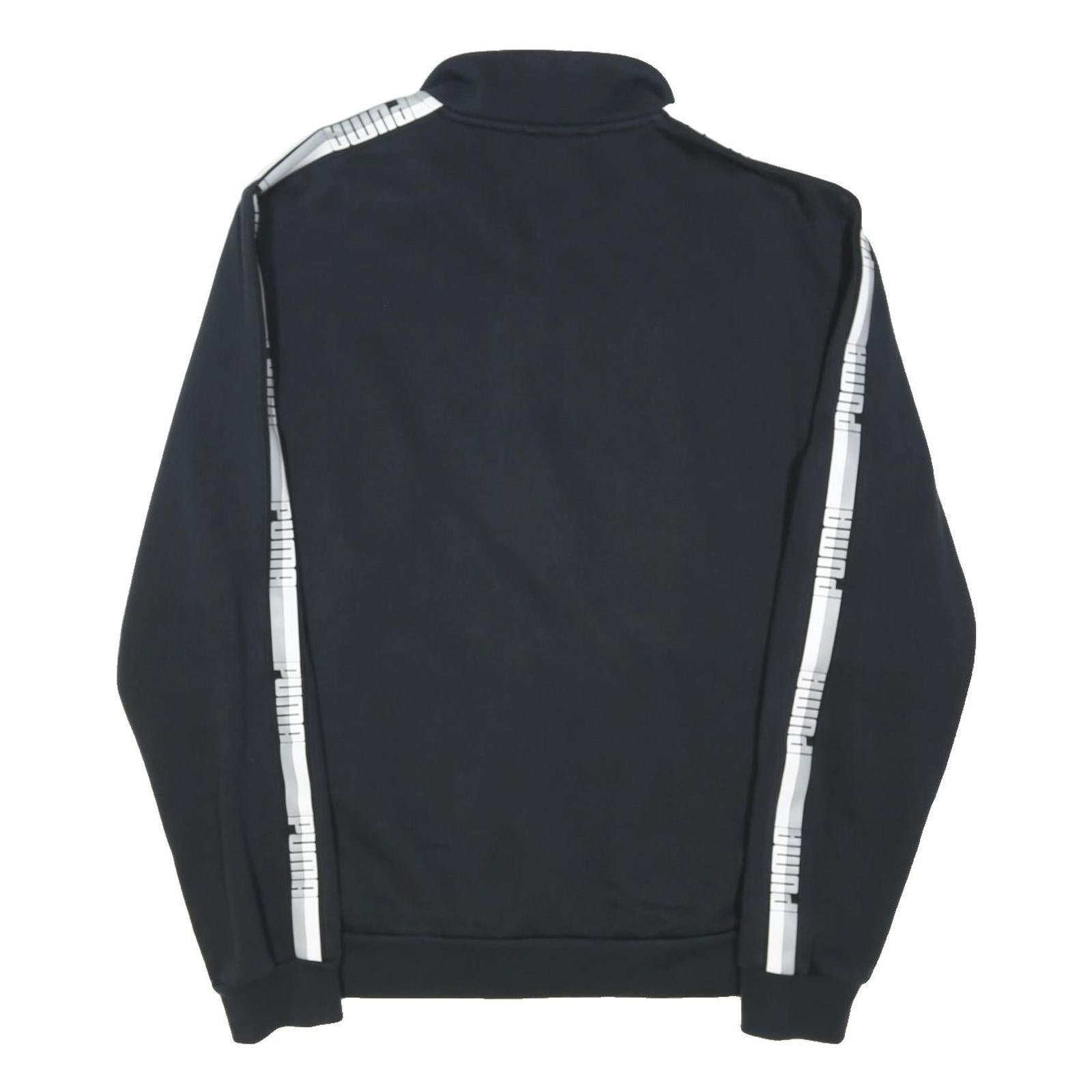 PUMA Mens Black & White Track Jacket L Cotton Blend Plain Zip Sportswear