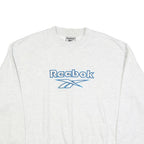 REEBOK Mens White XL Crew Neck Cotton Blend Sweatshirt Logo Embroidered