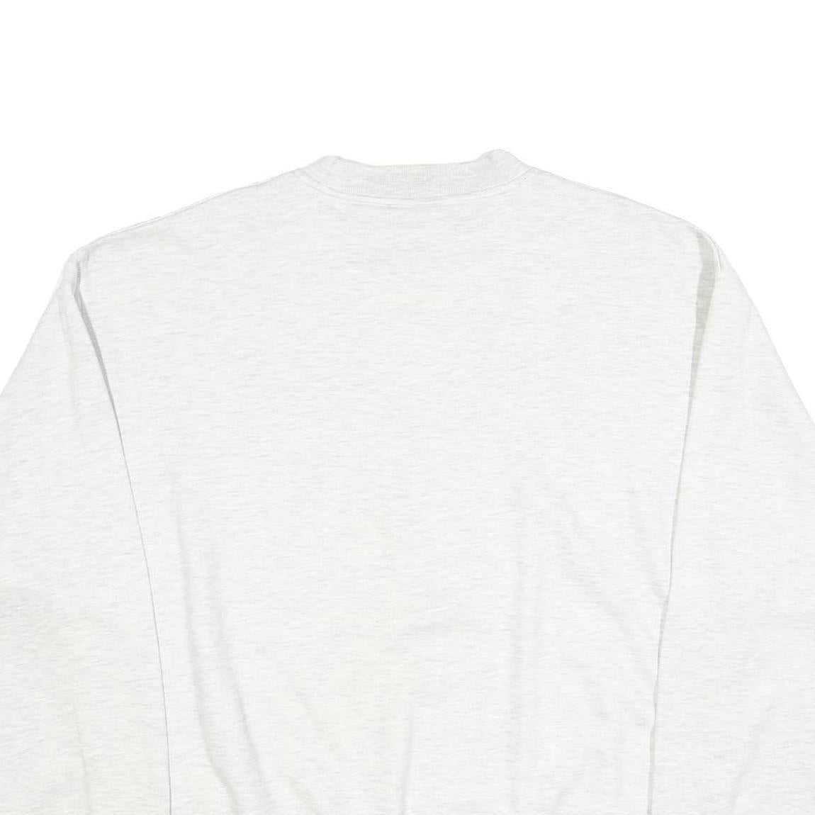 REEBOK Mens White XL Crew Neck Cotton Blend Sweatshirt Logo Embroidered