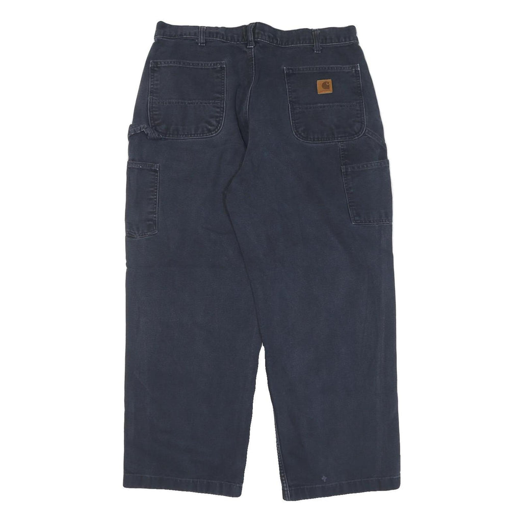 CARHARTT Mens Cotton Blend Blue Regular Straight Trousers W36 L29 Casual