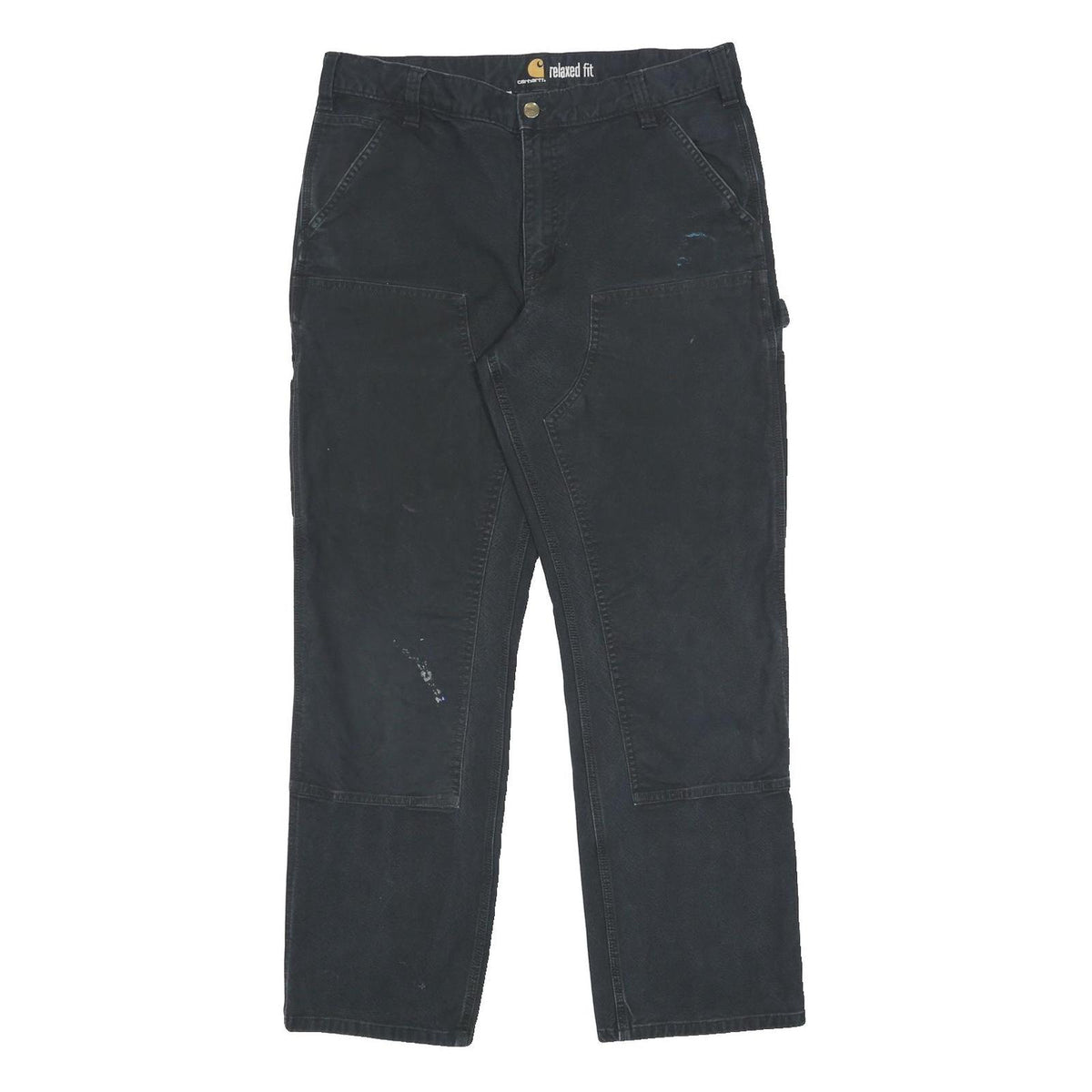 CARHARTT Mens Relaxed Black Cotton Blend Relaxed Fit Straight Trousers W36 L32