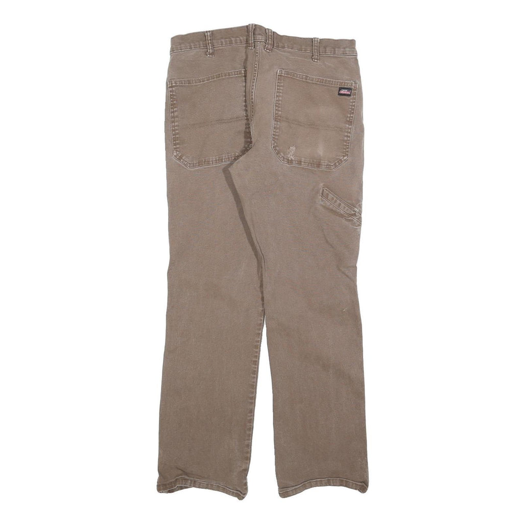 DICKIES Mens Jeans Brown Regular Straight Denim W32 L28 Zip Cotton Blend