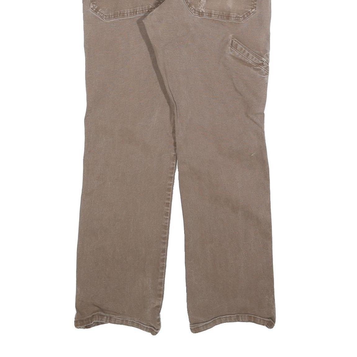 DICKIES Mens Jeans Brown Regular Straight Denim W32 L28 Zip Cotton Blend