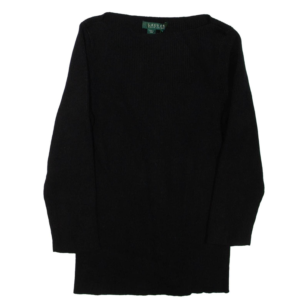 LAUREN RALPH LAUREN Womens Jumper Black Tight Knit 3/4 Sleeve S