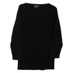 LAUREN RALPH LAUREN Womens Jumper Black Tight Knit 3/4 Sleeve S