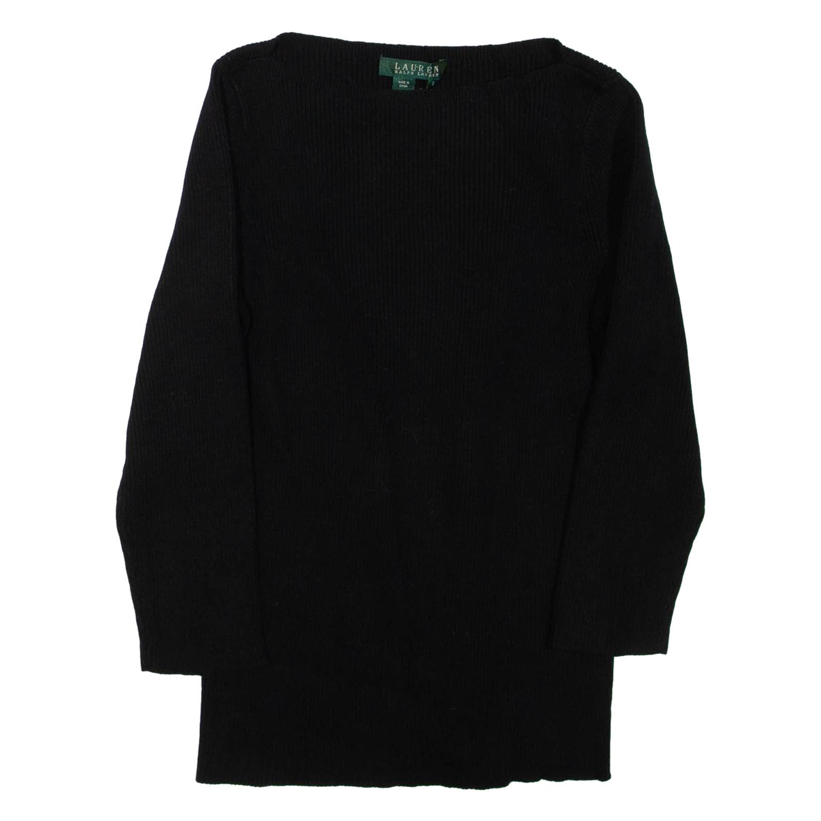 LAUREN RALPH LAUREN Womens Jumper Black Tight Knit 3/4 Sleeve S