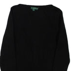 LAUREN RALPH LAUREN Womens Jumper Black Tight Knit 3/4 Sleeve S