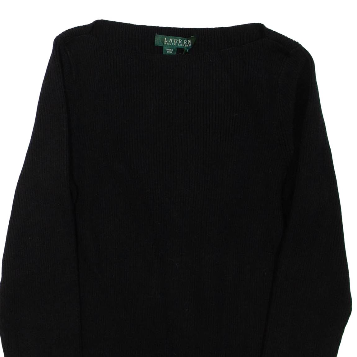 LAUREN RALPH LAUREN Womens Jumper Black Tight Knit 3/4 Sleeve S