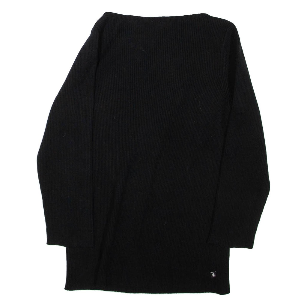 LAUREN RALPH LAUREN Womens Jumper Black Tight Knit 3/4 Sleeve S