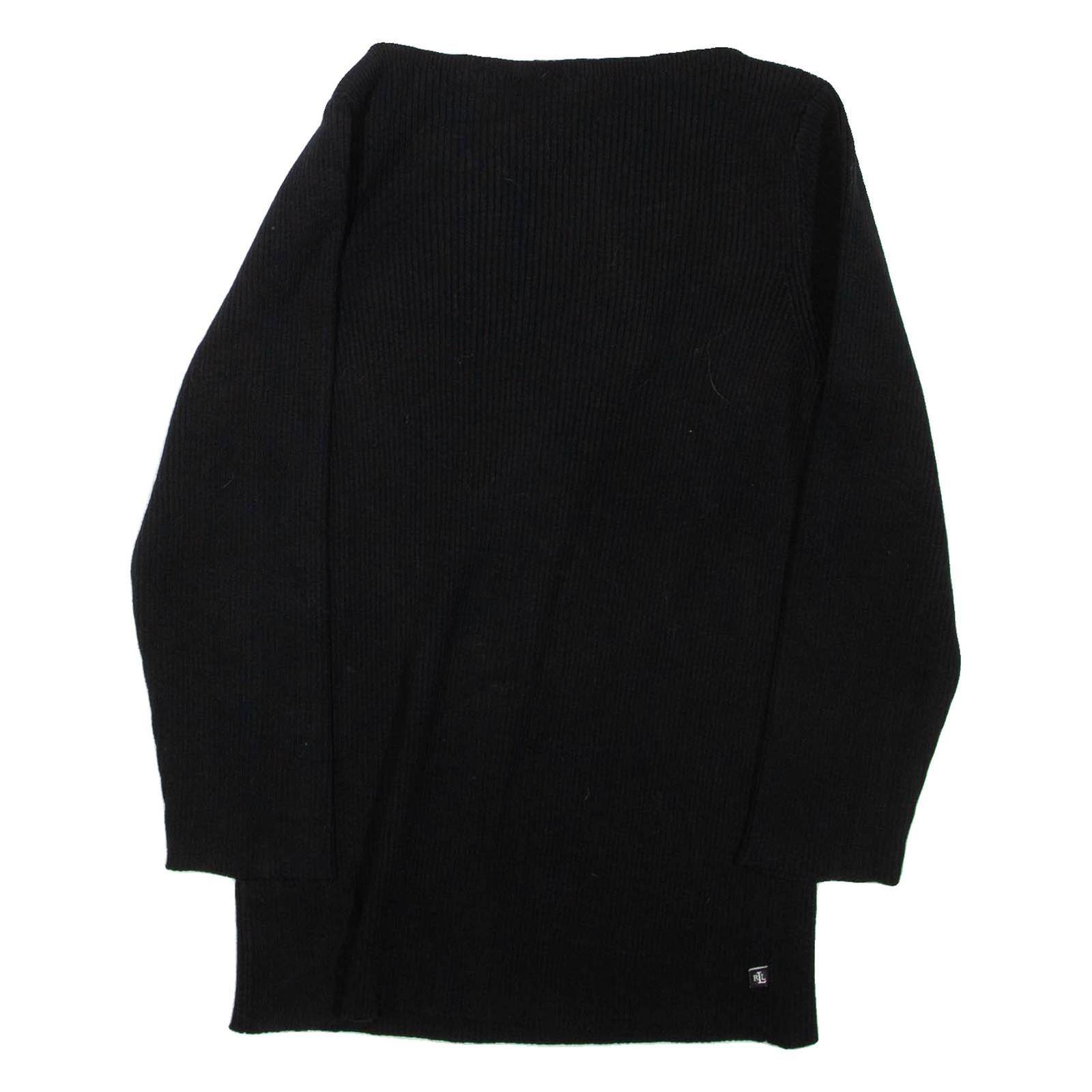 LAUREN RALPH LAUREN Womens Jumper Black Tight Knit 3/4 Sleeve S