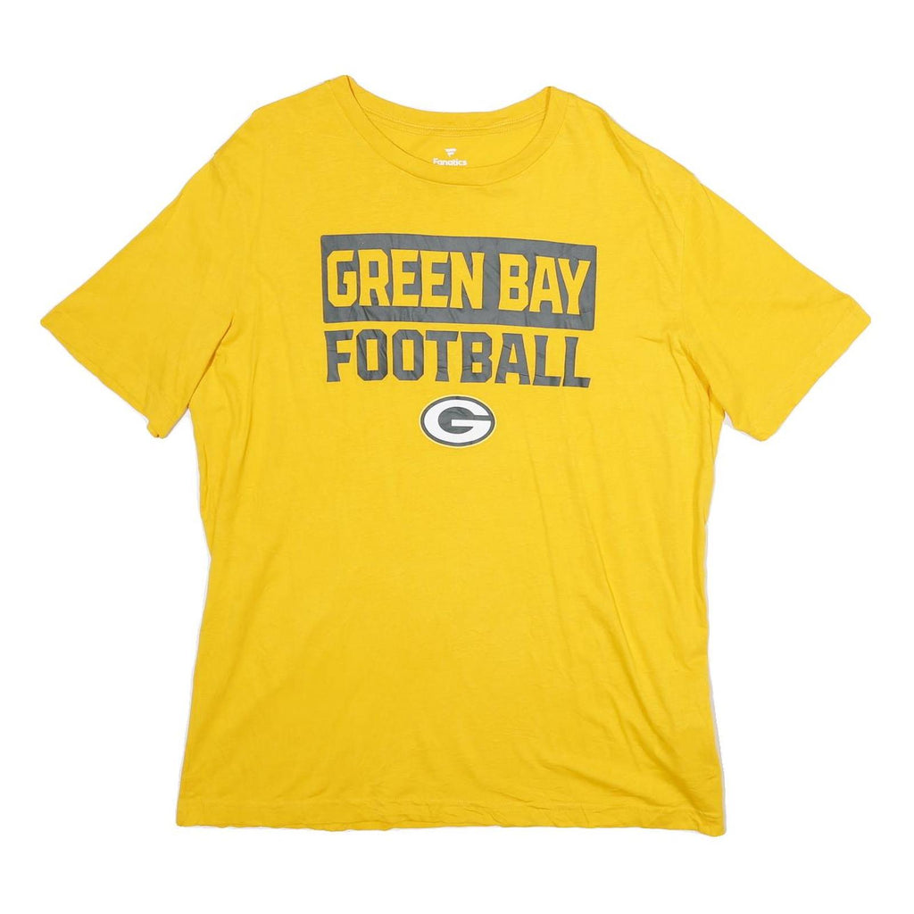FANATICS Mens Yellow Green Bay Football Graphic T-Shirt XL Short Sleeve Crew