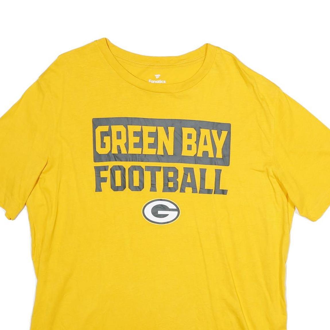 FANATICS Mens Yellow Green Bay Football Graphic T-Shirt XL Short Sleeve Crew