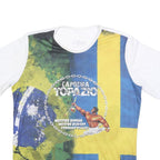 TOPAZIO Mens White & Multi Capoeira Graphic T-Shirt L Short Sleeve Crew Neck