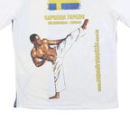 TOPAZIO Mens White & Multi Capoeira Graphic T-Shirt L Short Sleeve Crew Neck