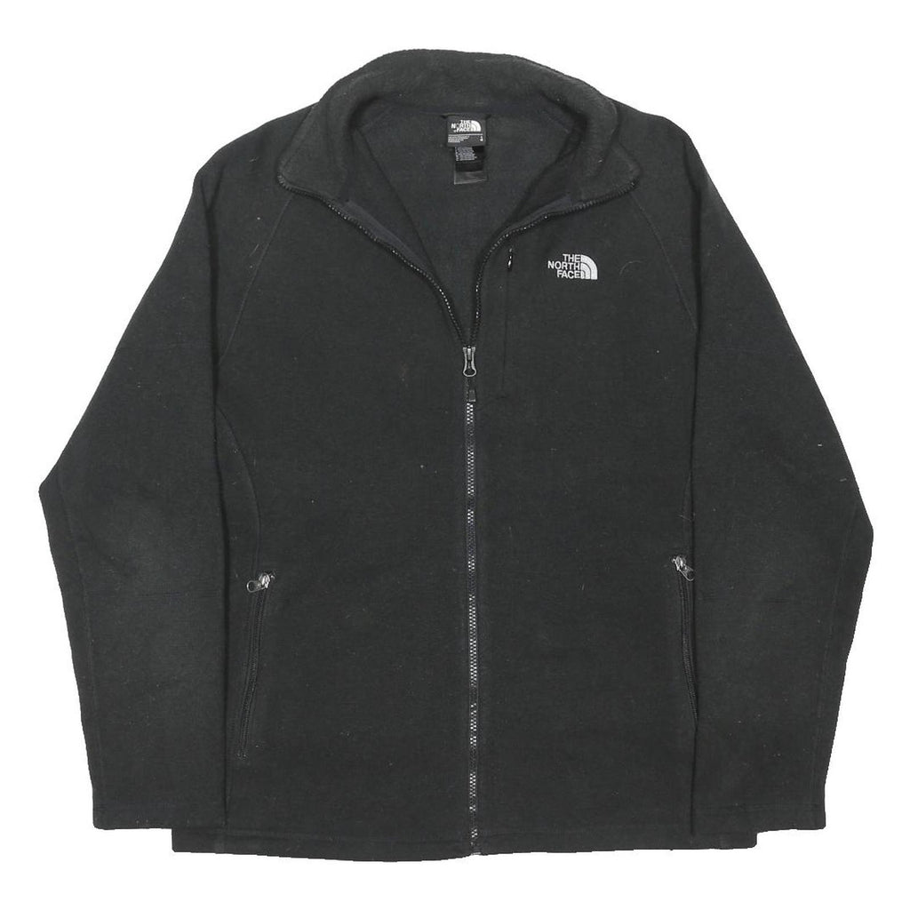 THE NORTH FACE Mens Black Jacket L Cotton Blend Zip Plain Logo Embroidered