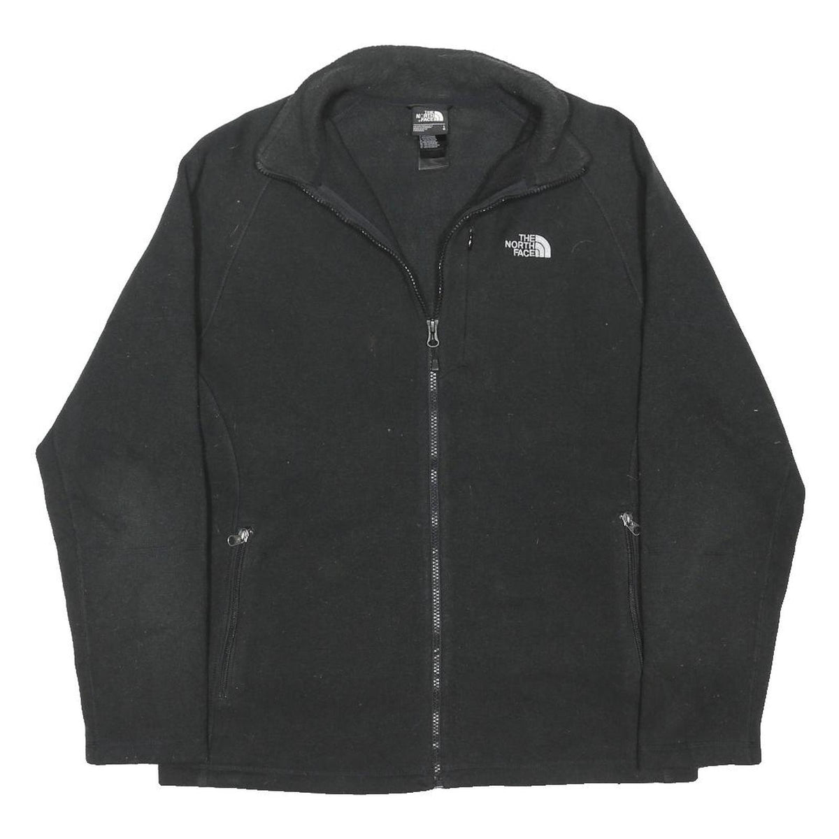 THE NORTH FACE Mens Black Jacket L Cotton Blend Zip Plain Logo Embroidered