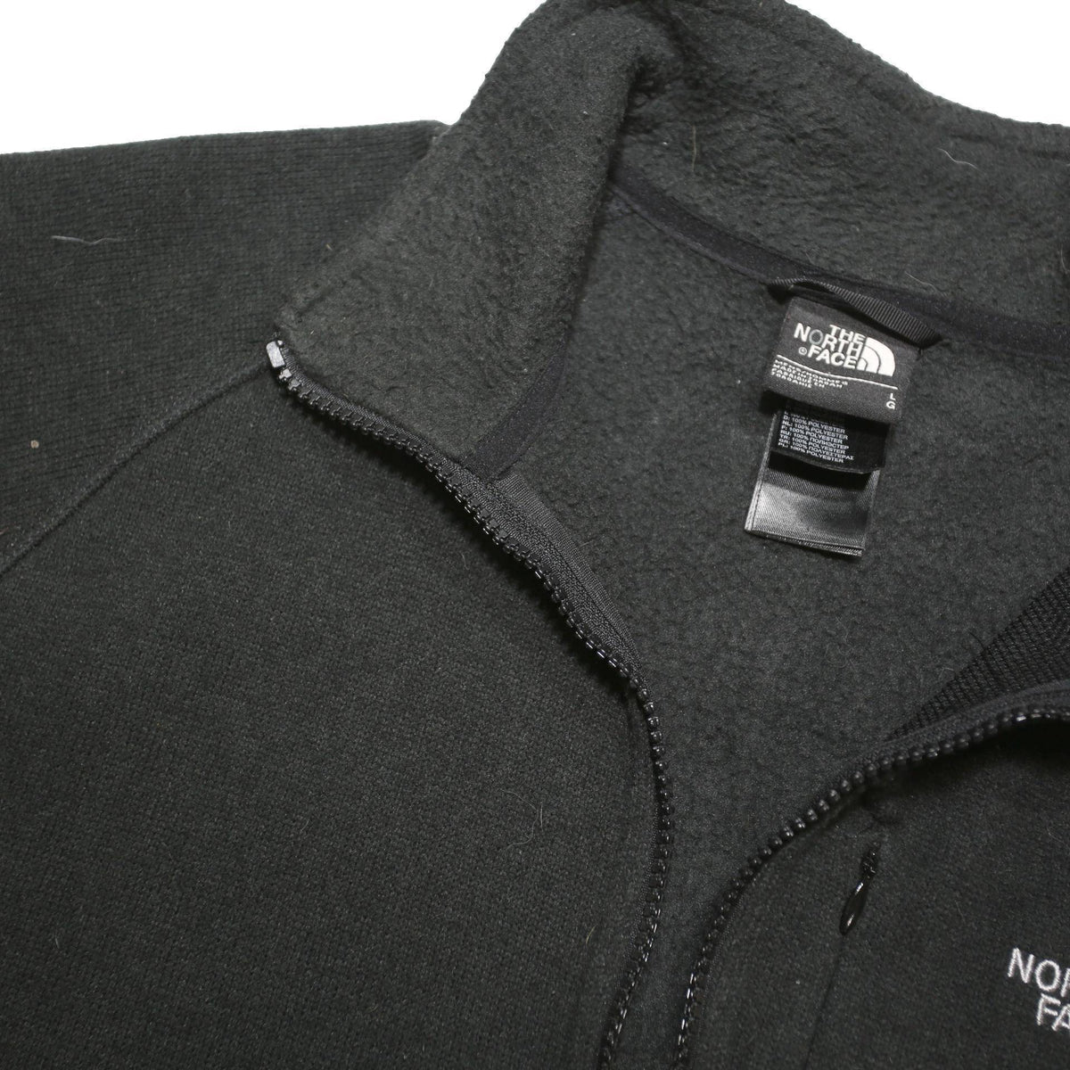 THE NORTH FACE Mens Black Jacket L Cotton Blend Zip Plain Logo Embroidered