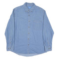 PORT AND COMPANY Mens Blue Denim Shirt L Cotton Blend Lightweight Long Sleeve