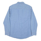 PORT AND COMPANY Mens Blue Denim Shirt L Cotton Blend Lightweight Long Sleeve