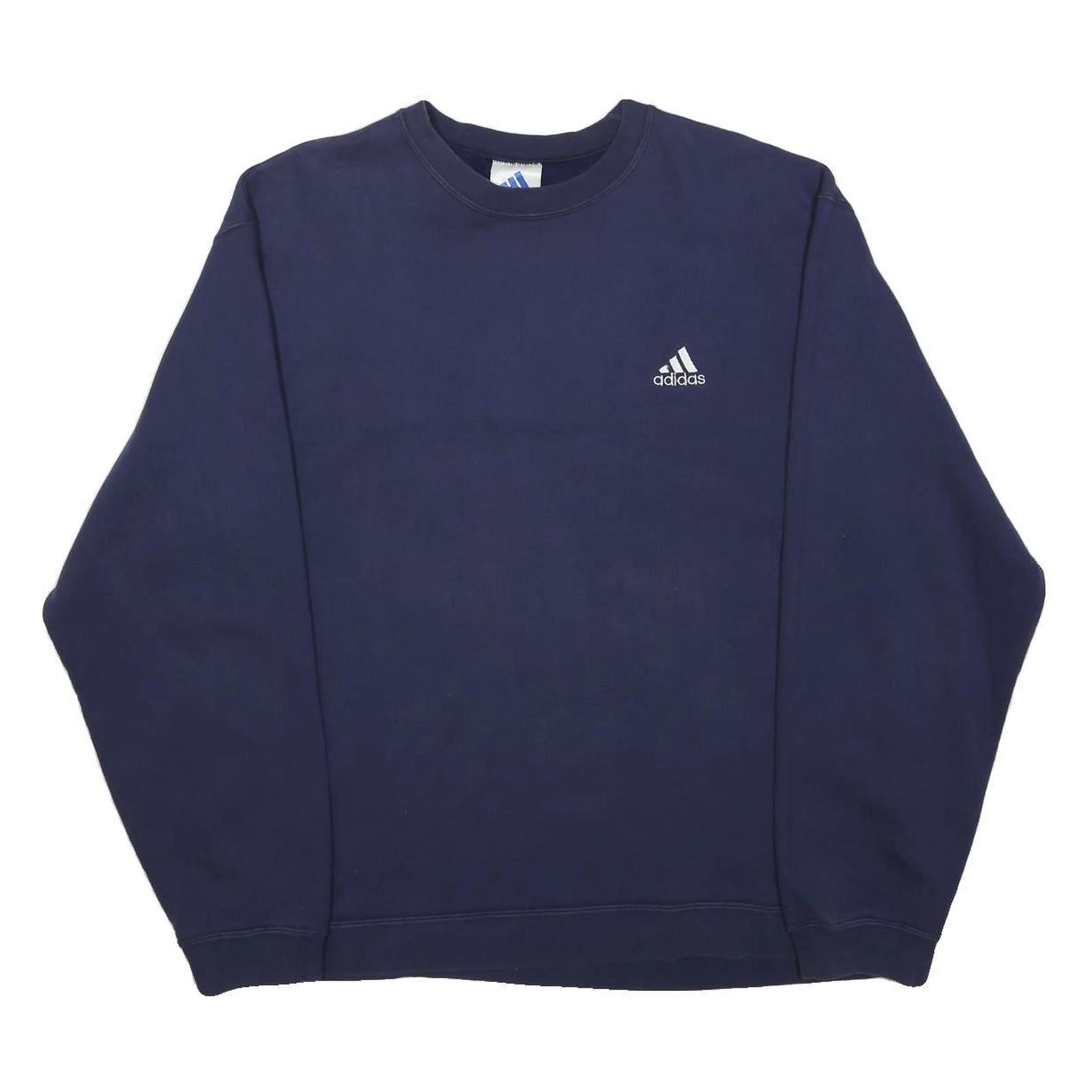 ADIDAS Mens Blue Crew Neck M Logo Embroidered Cotton Blend Sweatshirt