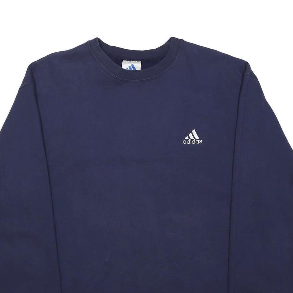 ADIDAS Mens Blue Crew Neck M Logo Embroidered Cotton Blend Sweatshirt