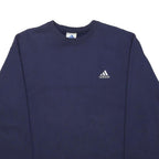 ADIDAS Mens Blue Crew Neck M Logo Embroidered Cotton Blend Sweatshirt