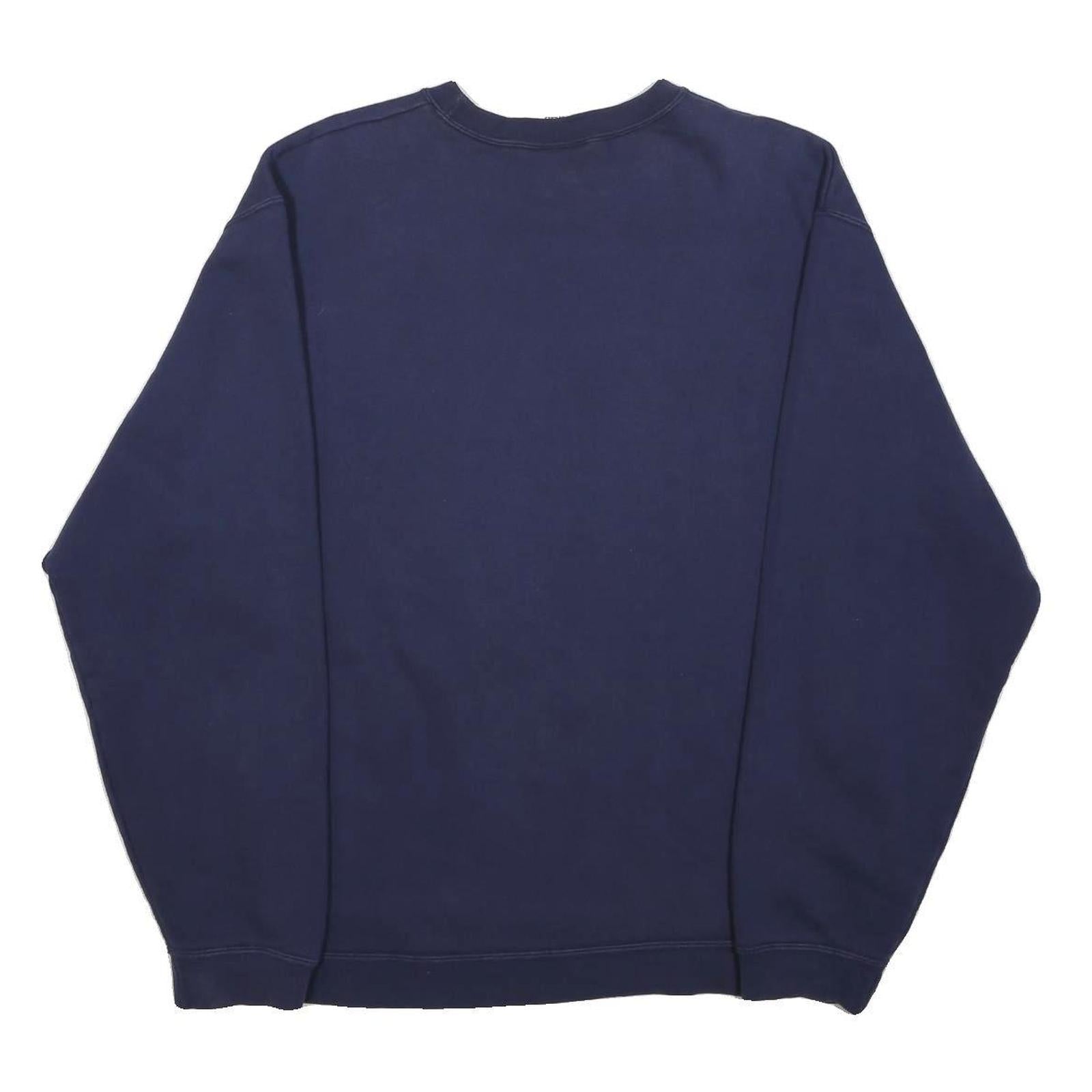 ADIDAS Mens Blue Crew Neck M Logo Embroidered Cotton Blend Sweatshirt
