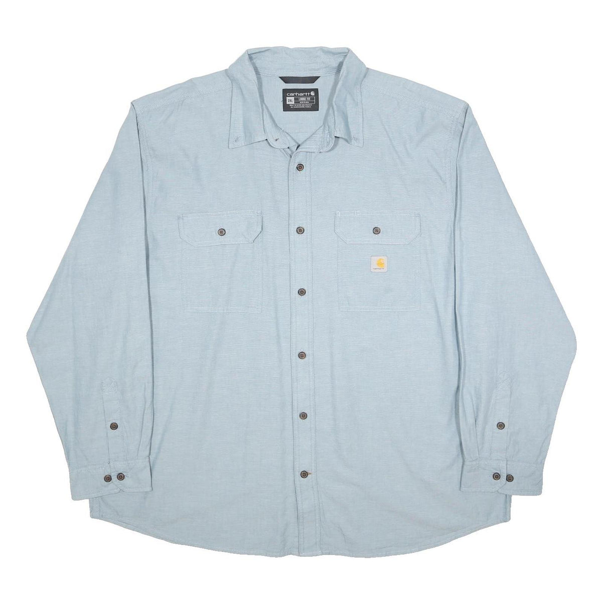 CARHARTT Mens Blue Workwear Shirt 2XL Cotton Long Sleeve Button Casual
