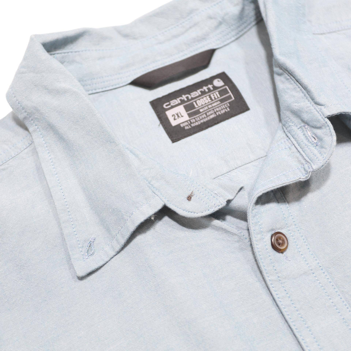 CARHARTT Mens Blue Workwear Shirt 2XL Cotton Long Sleeve Button Casual