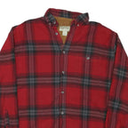RUSTIC RIDGE Mens Red & Grey Plaid Cotton Blend Shirt L Casual Classic Long