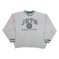 LEE Mens Grey New York Jets V-Neck Cotton Blend Sweatshirt 2XL Sportswear
