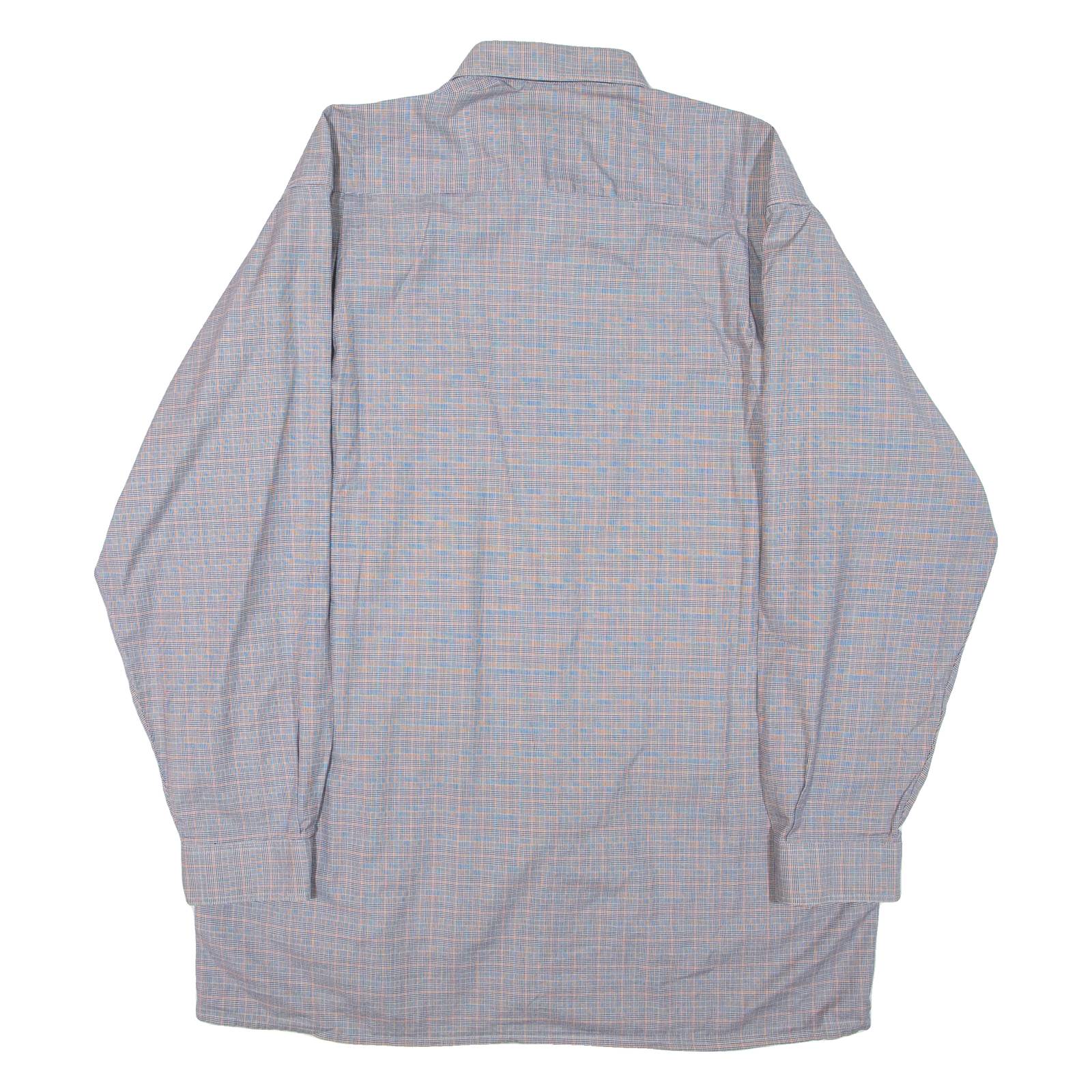 Mens Shirt Blue Check Long Sleeve XL