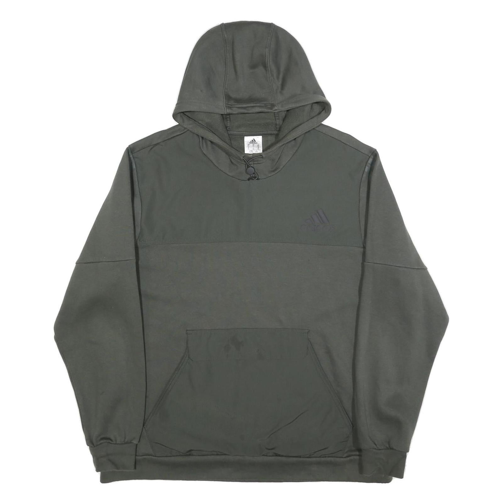 ADIDAS Mens Grey Hoodie XL Cotton Blend Pullover Casual Sportswear