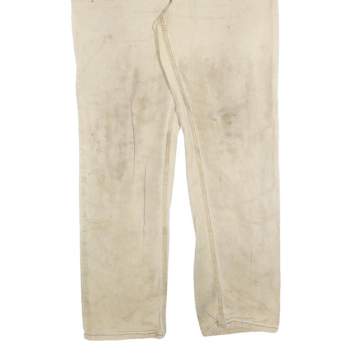 CARHARTT Mens Jeans Beige Relaxed Straight Denim Fair W36 L32 Workwear Utility