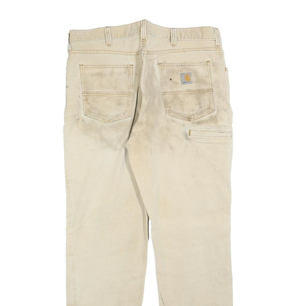 CARHARTT Mens Jeans Beige Relaxed Straight Denim Fair W36 L32 Workwear Utility