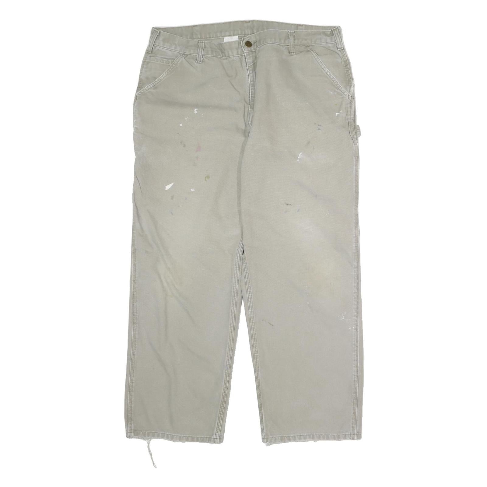 CARHARTT Mens Cotton Beige Regular Straight Leg Trousers W40 L30 Workwear