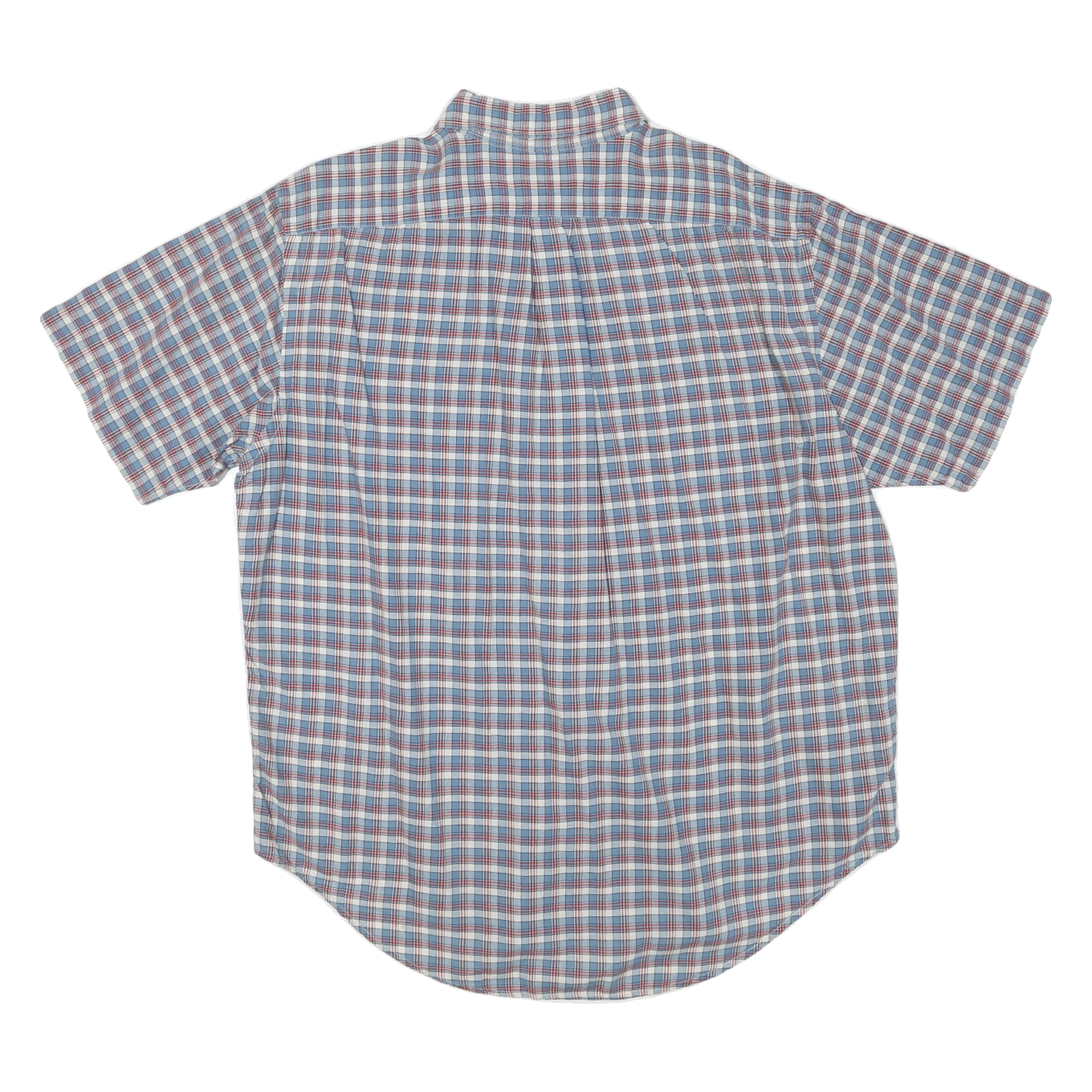 RALPH LAUREN Mens Blue Red Check Short Sleeve Shirt L Classic Cotton Blend