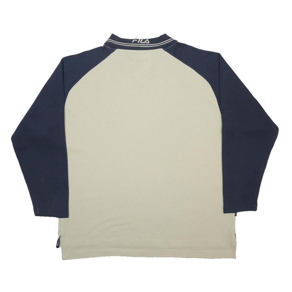 FILA Mens Navy & Cream Cotton Blend Patterned Pullover Crew Neck Basic Knit XL