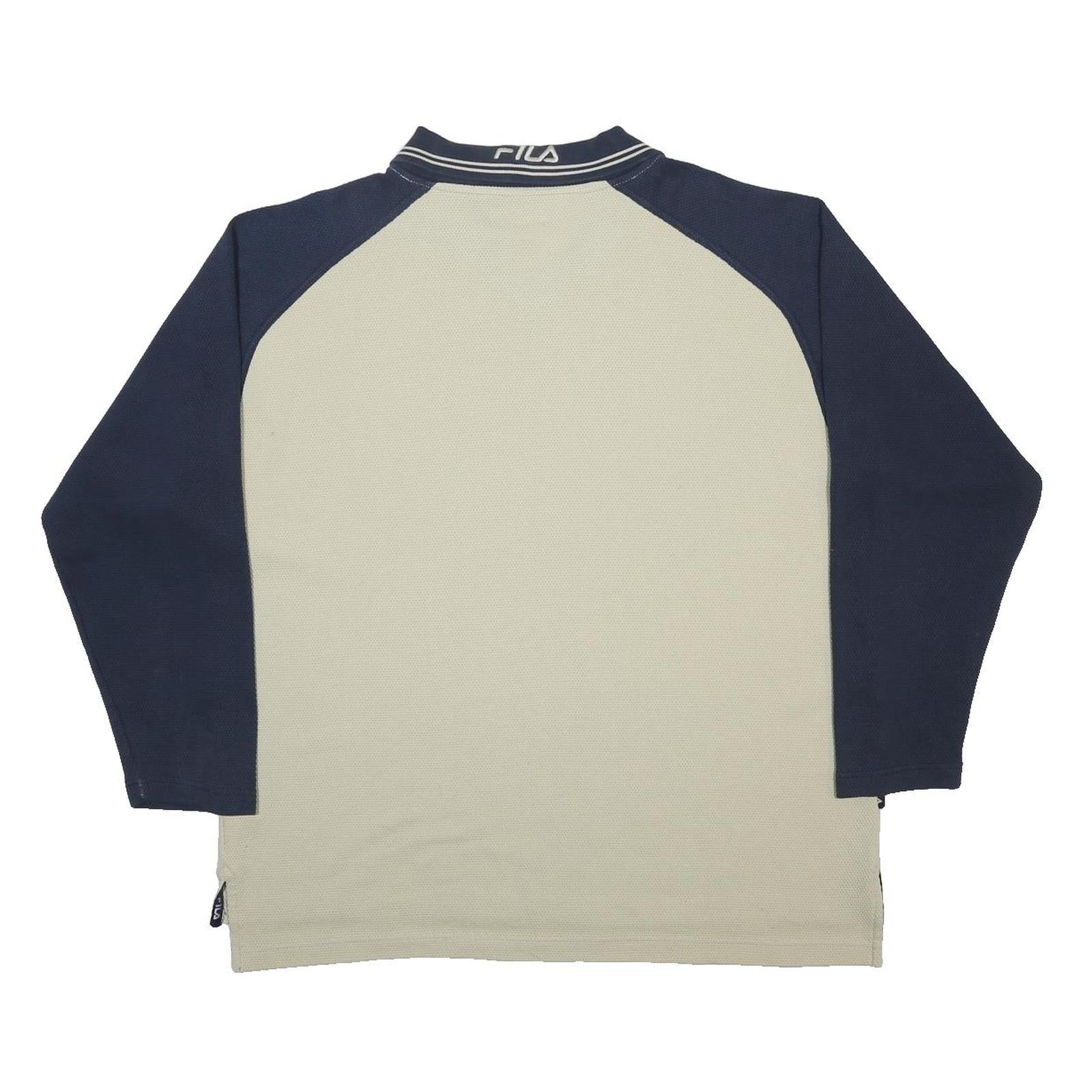 FILA Mens Navy & Cream Cotton Blend Patterned Pullover Crew Neck Basic Knit XL