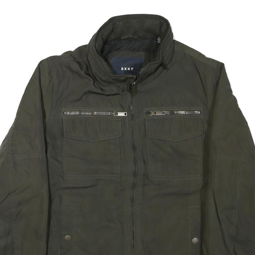 DKNY Mens Black Bomber Jacket XS Cotton Blend Zip Plain Casual Lightweight