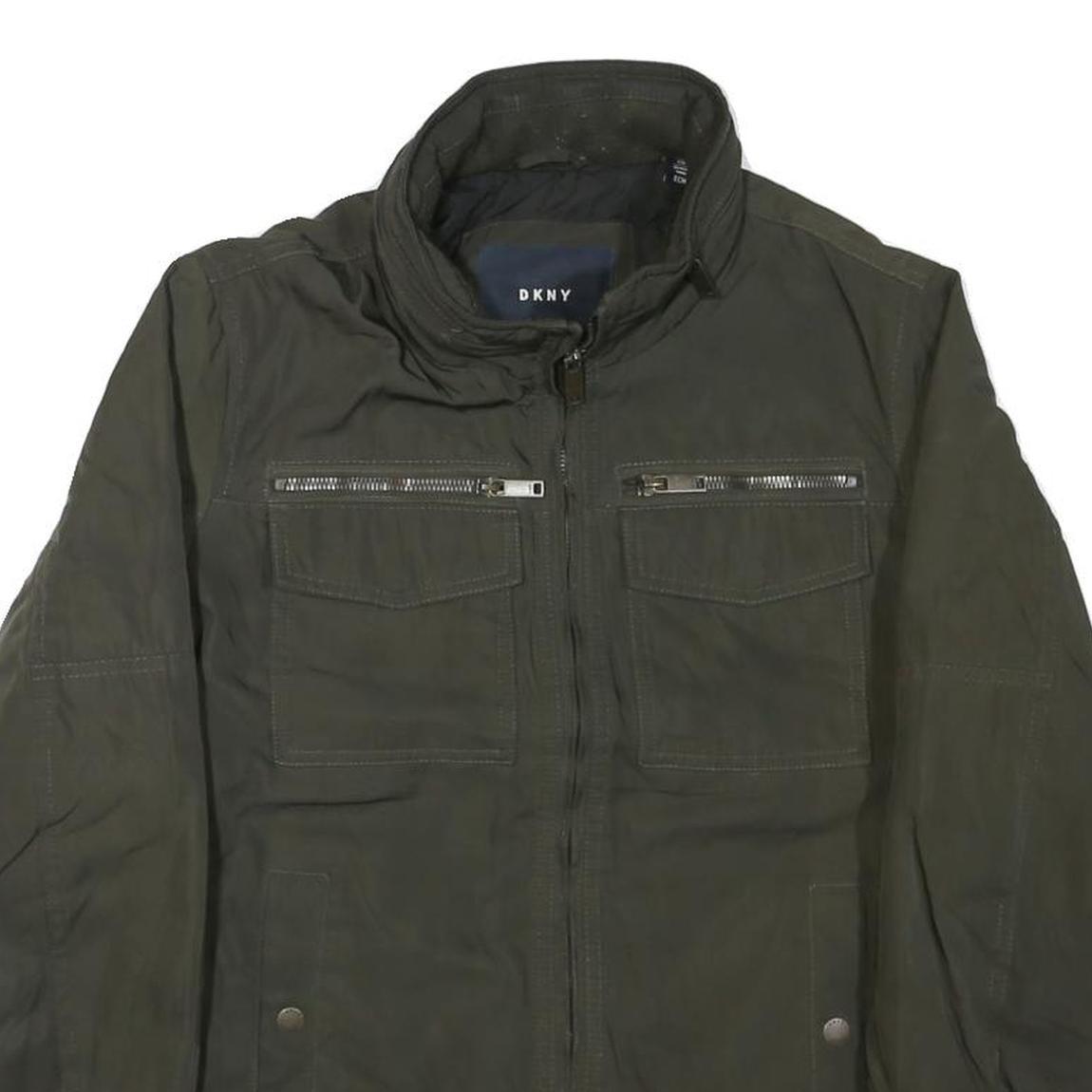 DKNY Mens Black Bomber Jacket XS Cotton Blend Zip Plain Casual Lightweight